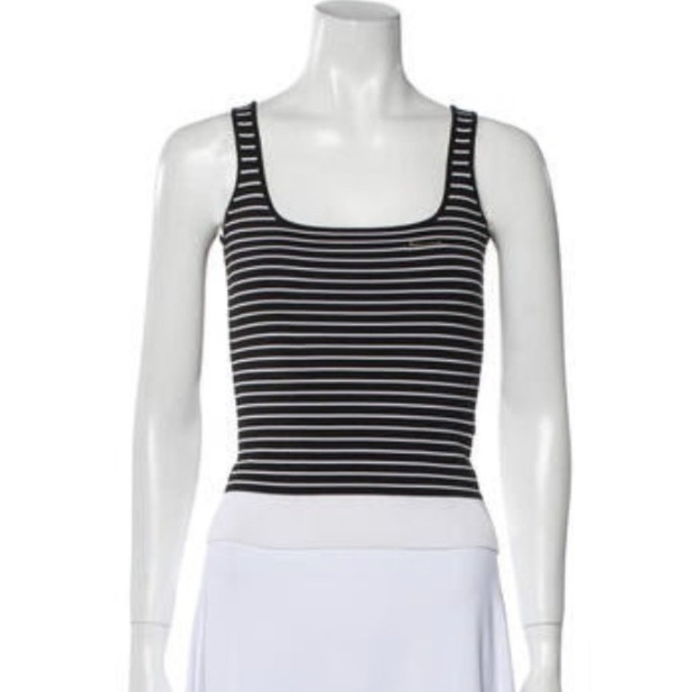 DSQUARED2 Black and White Striped Tank Top